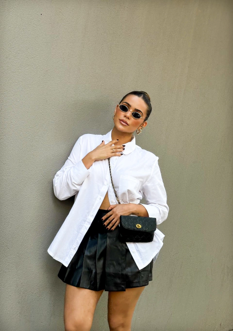 Shortsaia Corino Pregas Preto Lena