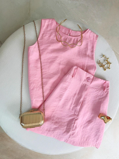 Conjunto Blusa Shortsaia Rosa Olívia - comprar online
