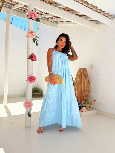 Vestido Poá Azul Alice - comprar online