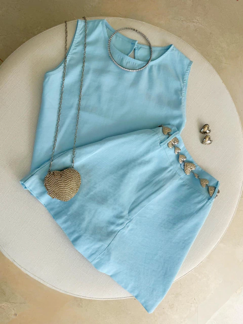 Conjunto Blusa Shortsaia Azul Olívia - comprar online