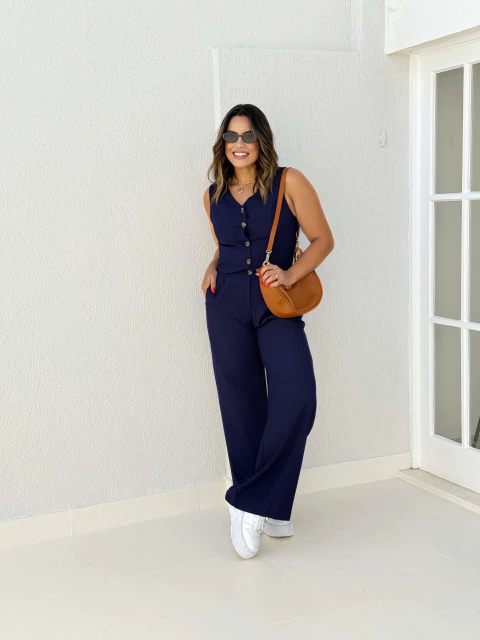 Conjunto Calça Colete Azul Olívia - comprar online