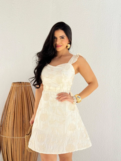 Vestido Amarração Off White Pipa - comprar online