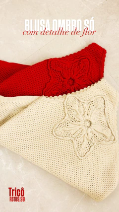 Blusa Tricô Flor Lateral Vermelha Naila na internet