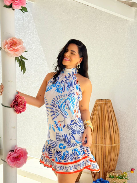 Vestido Estampado Azul Lorena - comprar online