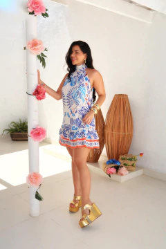 Vestido Estampado Azul Lorena - Donna Fashionista - AmoDF