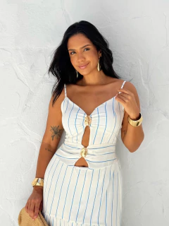 Vestido Aplicação Azul Livia - Donna Fashionista - AmoDF