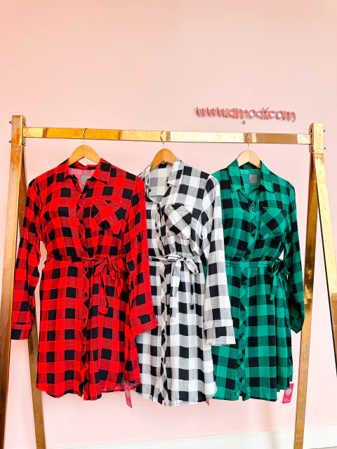 Chemise Xadrez Ágata Branco/Preto