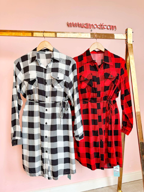 Chemise Xadrez Ingrid Branco/Preto