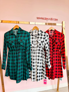 Chemise Xadrez Betina Branco/Preto - loja online