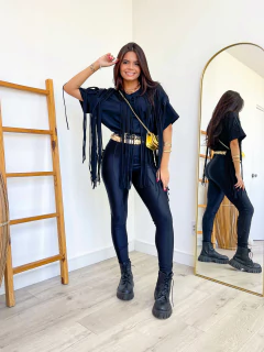 Blusa Franja Preto Ludmilla - loja online