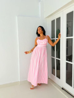 Vestido Listrado Rosa Andreza - Donna Fashionista - AmoDF