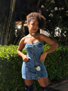 Vestido Jeans Sem Alça Rafaela na internet