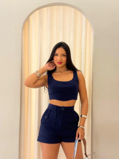 Conjunto Cropped Short Azul Débora - loja online