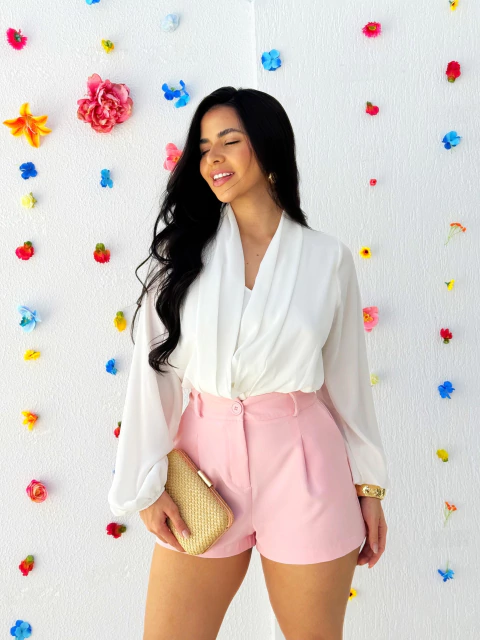 Blusa Plissada Off White Isabela - comprar online