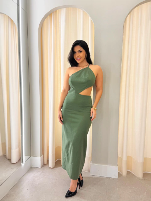 Vestido Mídi Verde Eloise - comprar online