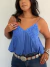 Cropped Bordado Azul Selene - comprar online