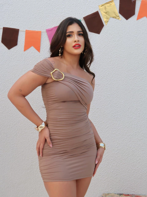 Vestido Ombro Só Marrom Jade - comprar online