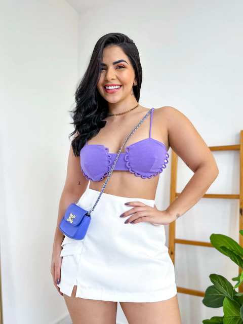 Cropped com Alça Fina Lilás Amora - comprar online