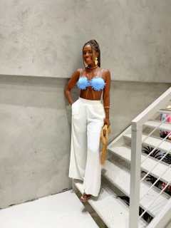 Cropped com Alça Fina Azul Amora - Donna Fashionista - AmoDF