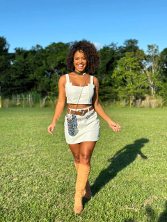 Saia Couro Eco Branco Jaque - Donna Fashionista - AmoDF