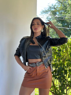 Saia Couro Eco Marrom Jaque - loja online