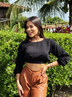 Short Couro Eco Marrom Poliana - comprar online