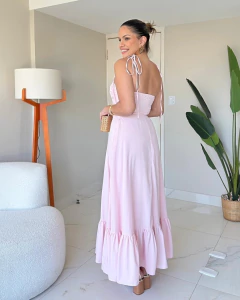 Vestido Longo com Amarração Rosa Tiana na internet