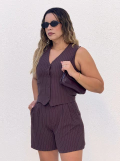 Conjunto Colete Short Marrom Escuro Stela - loja online