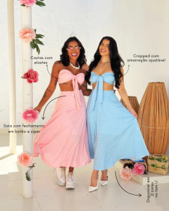 Conjunto Cropped Saia Azul Alice na internet