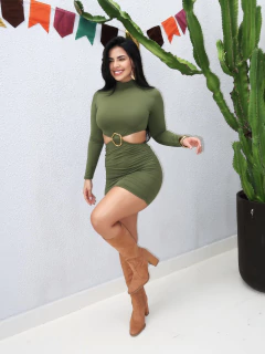 Vestido Recorte Verde Bela - Donna Fashionista - AmoDF