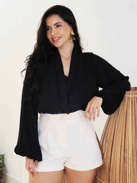 Blusa Plissada Preta Isabela - comprar online