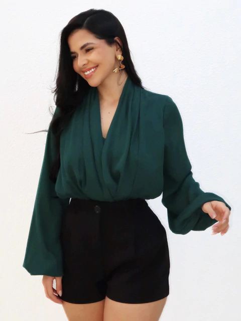 Blusa Plissada Verde Isabela - comprar online