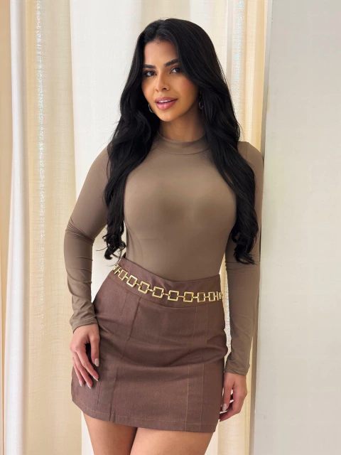 Body Gola Alta Marrom Mila - comprar online
