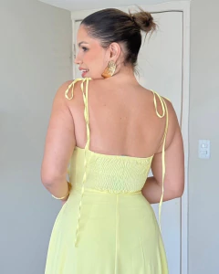 Vestido Longo com Amarração Amarelo Tiana - Donna Fashionista - AmoDF