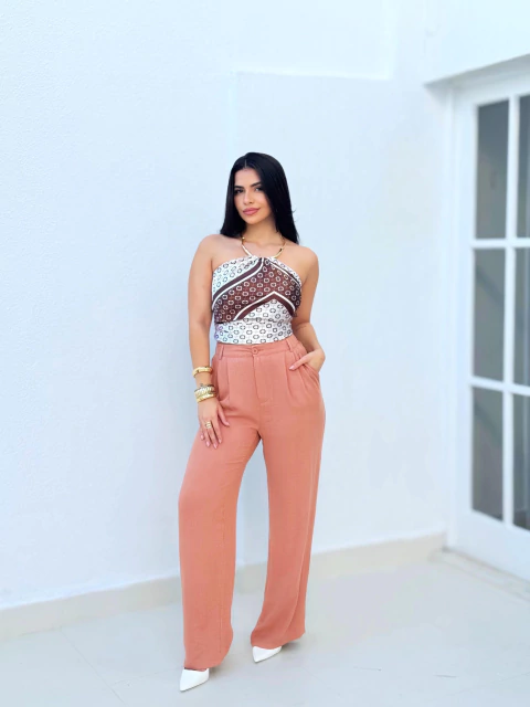 Calça Pantalona Marrom Carla - comprar online