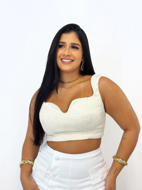 Top Alça Tweed Farm