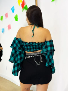 Cropped Xadrez Verde/Preto Taci - comprar online