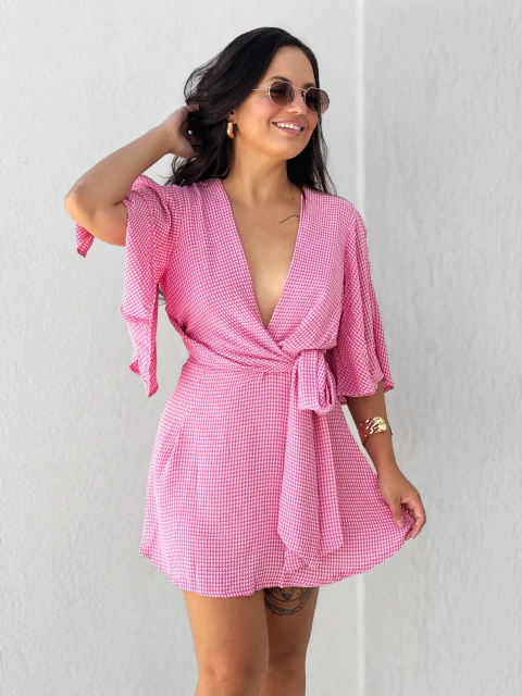 Vestido Amarração Rosa Talita - comprar online