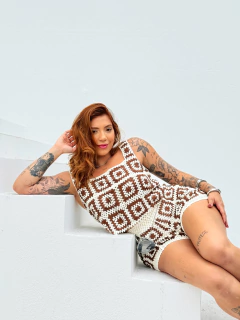 Conjunto Tricô Cropped Short Marrom Lia - Donna Fashionista - AmoDF