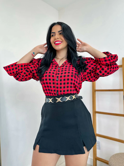 Blusa Xadrez Manga Boneca Ariel