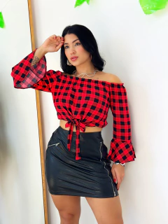 Saia Couro Eco Preto Carolina - comprar online