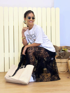 Saia Renda Preto Flora - comprar online