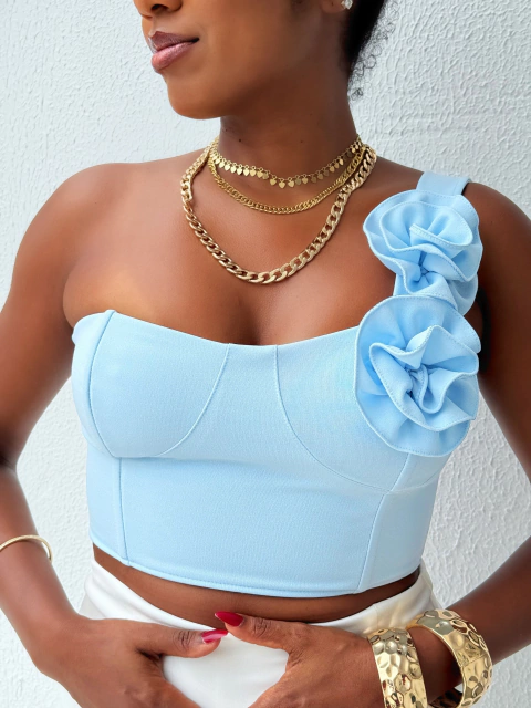 Cropped Ombro Só Azul Luiza