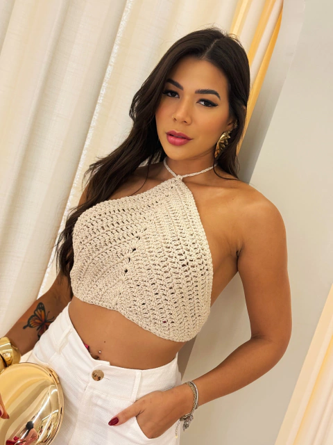 Cropped Crochê Nude Moana