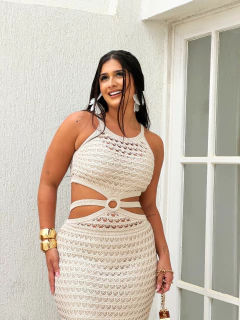 Vestido Crochê Nude Brisa na internet