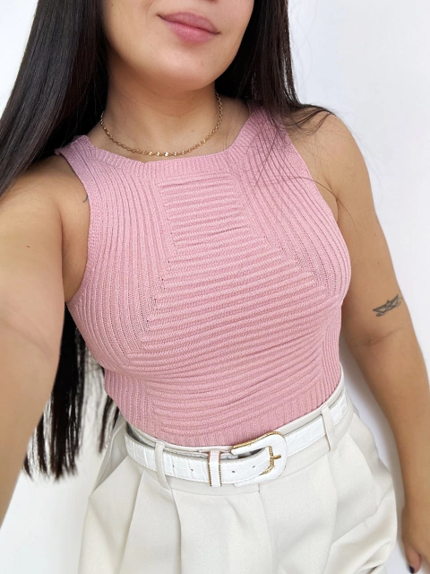 Blusa Tricô Rosa Lia