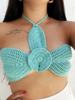 Cropped Crochê Verde Flora - Donna Fashionista - AmoDF