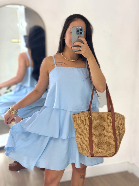 Vestido Babado Azul Pétala