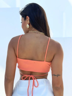 Cropped Amarração Flor Laranja Lilian - comprar online