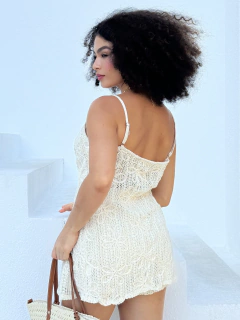 Conjunto Blusa Short Bordado Nude Eva na internet